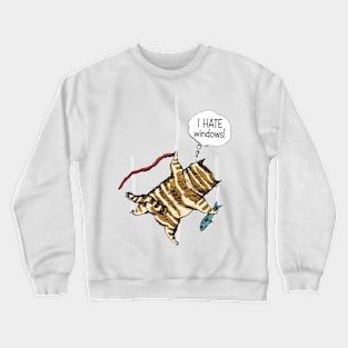 I Hate Windows Funny Cat Design Crewneck Sweatshirt